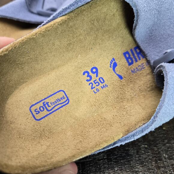 NEW Birkenstock Arizona Womens Size 8 EU 39 Narrow Sandals Suede Blue Brown Soft - Picture 10 of 10